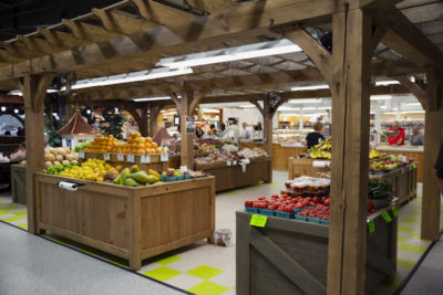 Fresh fruit stands.