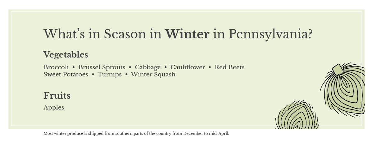 infographic listing seasonal produce in pennsylvania winter 