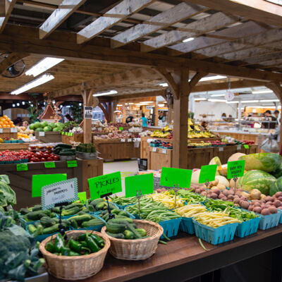 Fresh vegetable stand selection.