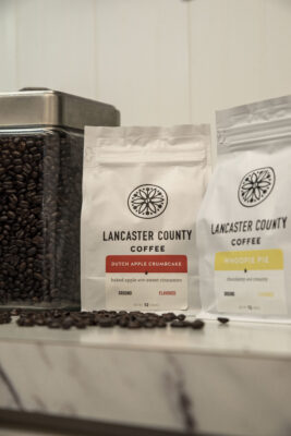 Bags of Lancaster coffee beans