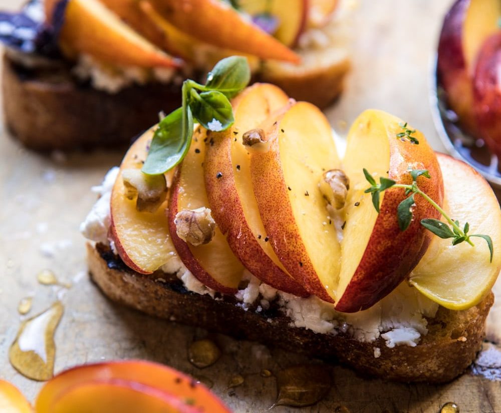 Honey Peach Goat Cheese Crostini