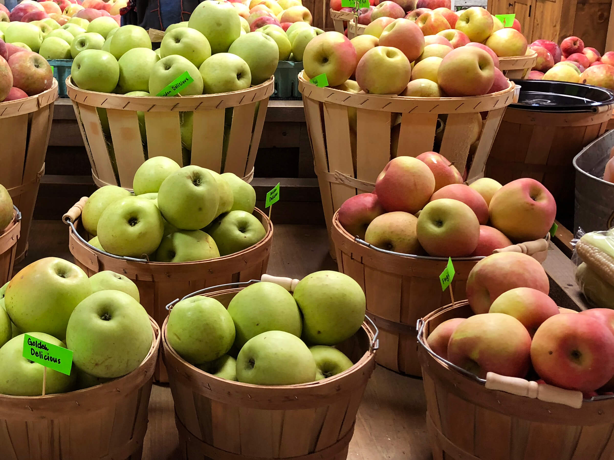 Baskets of Apples Grown in PA for Sale at The Markets