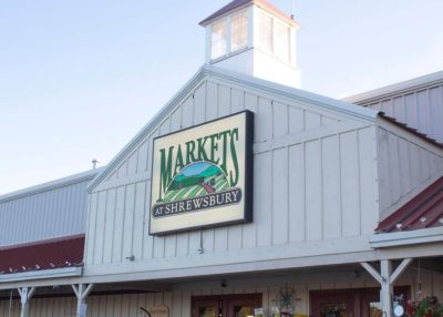 The exterior building of the Markets at Shrewsbury located in Glen Rock, Pennsylvania in York County