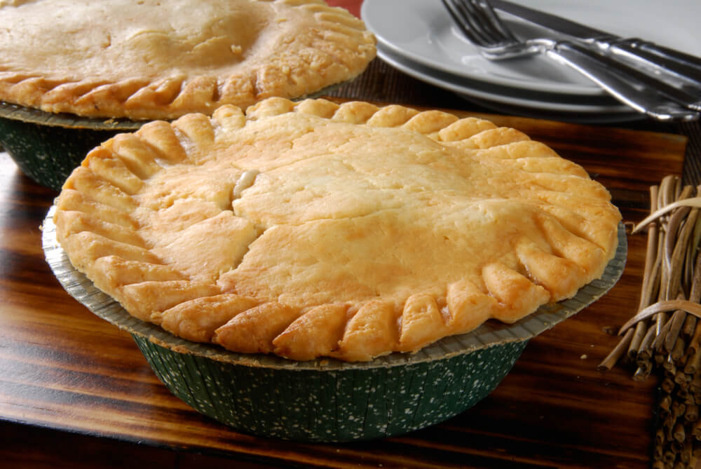 a fresh baked pie with a golden brown crust